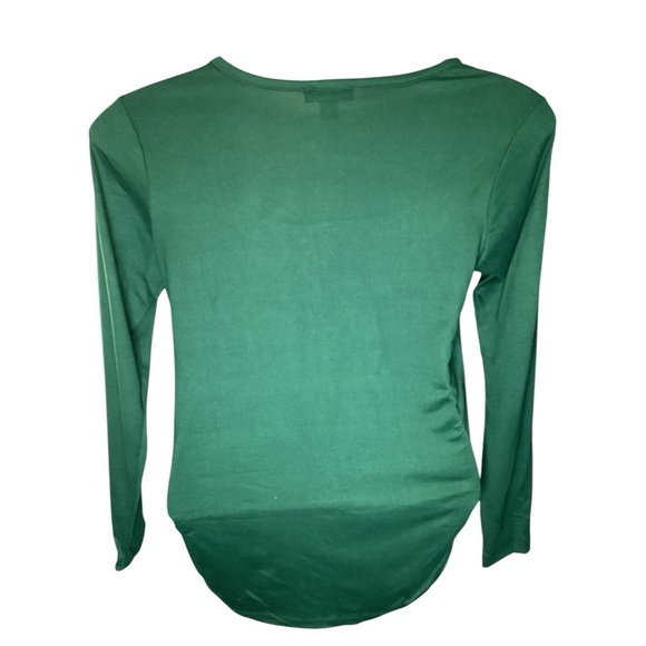Plus Size, Green Fitted Blouse with Cutout Neckline and Long Sleeves, Size 1X - Picture 3 of 3